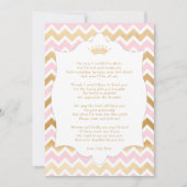 Roze Gold Crown baby shower - Dank u voor uw brief Bedankkaart (Voorkant)
