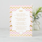 Roze Gold Crown baby shower - Dank u voor uw brief Bedankkaart (Staand voorkant)