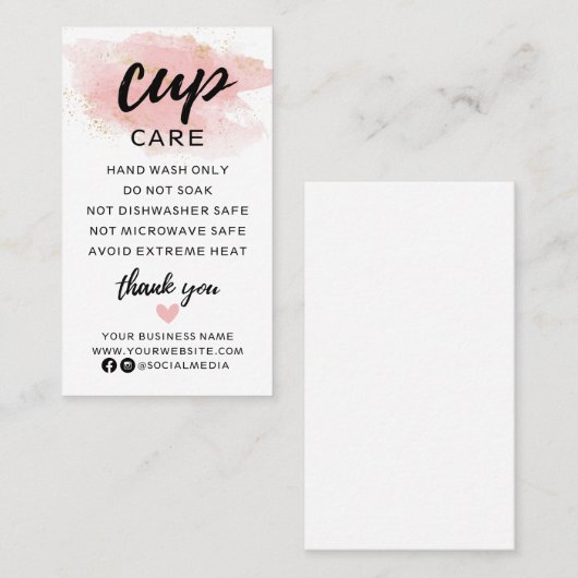 Roze Gold Cup Voorschriften Visitekaartje (Voorkant / Achterkant)