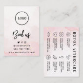 Roze Gold Custom Logo Botox Aftercare Card Visitekaartje (Voorkant / Achterkant)