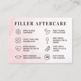 Roze Gold Custom Logo Filler Aftercare Card Visitekaartje