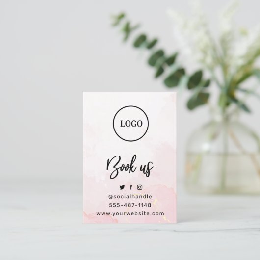 Roze Gold Custom Logo Filler Aftercare Card Visitekaartje (Staand voorkant)