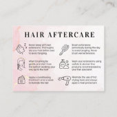 Roze Gold Custom Logo Hair Aftercare Card Visitekaartje (Achterkant)
