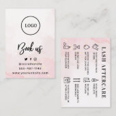 Roze Gold Custom Logo Lash Aftercare Card Visitekaartje (Voorkant / Achterkant)
