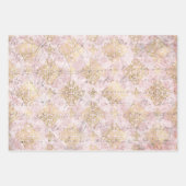 Roze Gold Damask Ephemera Digital Collage Inpakpapier Vel (Voorkant)