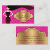 Roze Gold Damask Hair Stylist Salon Visitekaartje (Voorkant / Achterkant)