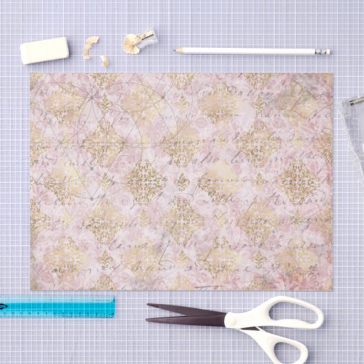 Roze Gold Damask-handschriftenontkoppeling Tissuepapier (Craft)