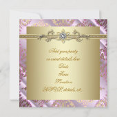 Roze Gold Damask Party Kaart (Achterkant)