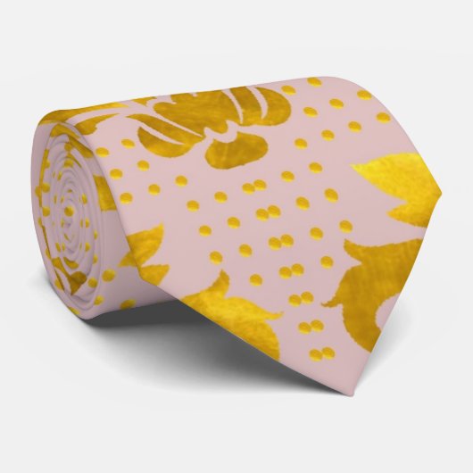 Roze Gold Damask Stropdas (Opgerold)
