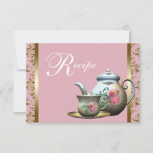 Roze Gold Damask Tea Cup Recipe Kaarten