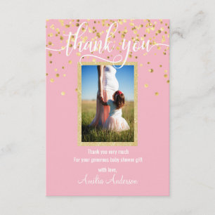 Roze Gold DANK JE Baby shower Girl FOTO Bedankkaart
