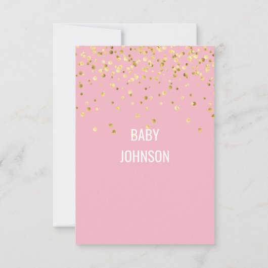 Roze Gold DANK JE Baby shower Girl | FOTO Bedankkaart (Achterkant)