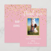 Roze Gold DANK JE Baby shower Girl | FOTO Bedankkaart (Voorkant / Achterkant)