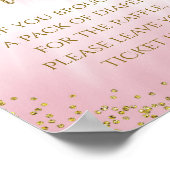 Roze Gold Diaper Raffle Table Sign Poster (Hoek)