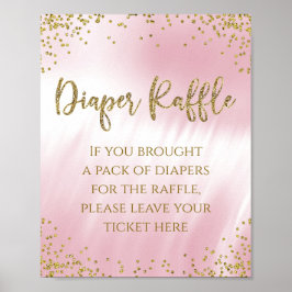 Roze Gold Diaper Raffle Table Sign Poster