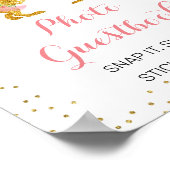 Roze Gold Dino Girl Foto Guestbook Poster (Hoek)