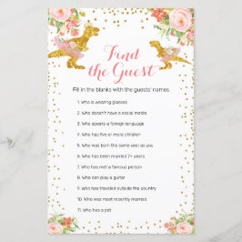 Roze Gold Dino Girl Waterverf Zoek het gastspel