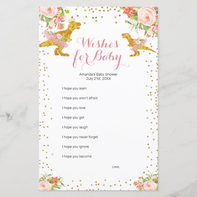 Roze Gold Dino Girl wil Baby gamen (Voorkant)