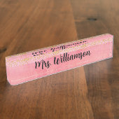 Roze Gold Docent Professional Naambordje (Zijkant)