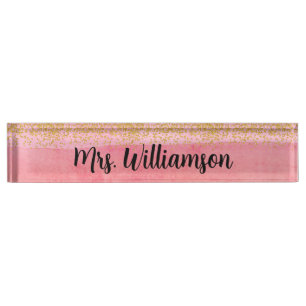 Roze Gold Docent Professional Naambordje
