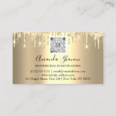 Roze Gold Drip Flower Logo Event Planner QRCode Visitekaartje (Achterkant)