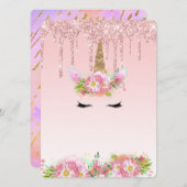 Roze Gold Drip Glitter Unicorn Sjabloon Kaart (Voorkant / Achterkant)