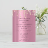 Roze Gold Drives Confetti Bridal Birthday Kaart (Staand voorkant)