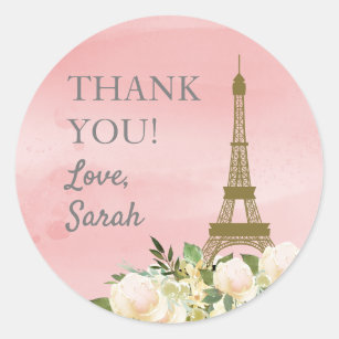 Roze Gold Eiffel Tower, maandag bedankt Ronde Sticker