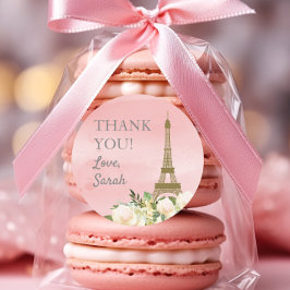 Roze Gold Eiffel Tower, maandag bedankt Ronde Sticker