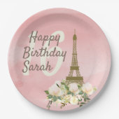 Roze Gold Eiffel Tower Sweet Zestien verjaardag Papieren Bordje (Voorkant)