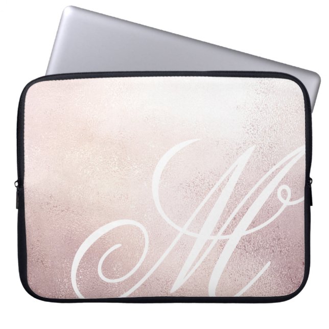 Roze Gold Elegance ⎥ Monogram Computer Sleeve (Voorkant)
