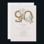 Roze & Gold Elegant 90th Birthday Party Invitation Kaart<br><div class="desc">Roze & Gold Elegant 90th Birthday Party Invitation.</div>