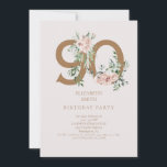 Roze & Gold Elegant 90th Birthday Party Invitation Kaart<br><div class="desc">Roze & Gold Elegant 90th Birthday Party Invitation.</div>