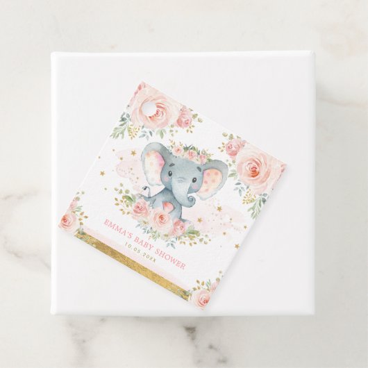  Roze Gold Elephant Baby shower Bedankjes Labels (In situ)