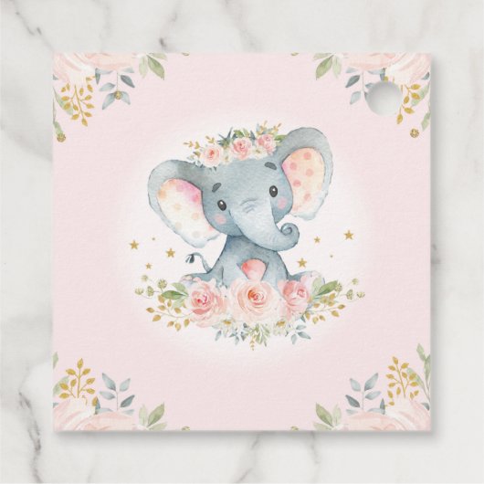  Roze Gold Elephant Baby shower Bedankjes Labels (Achterkant)