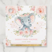  Roze Gold Elephant Baby shower Bedankjes Labels (Voorkant)