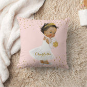 Roze Gold Ethnic Princess Ballerina Nursery Name Kussen (Deken)