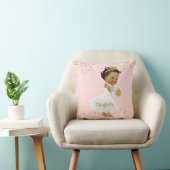Roze Gold Ethnic Princess Ballerina Nursery Name Kussen (Stoel)