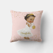 Roze Gold Ethnic Princess Ballerina Nursery Name Kussen (Achterkant)