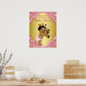 Roze Gold Ethnic Prinses Baby shower Welkomstteken Poster (Keuken)