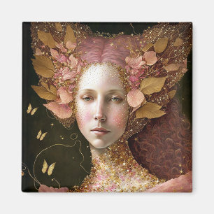 Roze Gold Fairy Fae Woman Fantasy Art Magneet