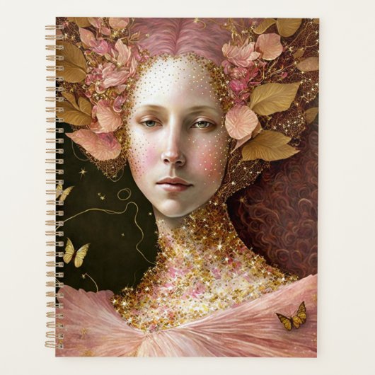 Roze Gold Fairy Fae Woman Fantasy Art Planner (Voorkant)