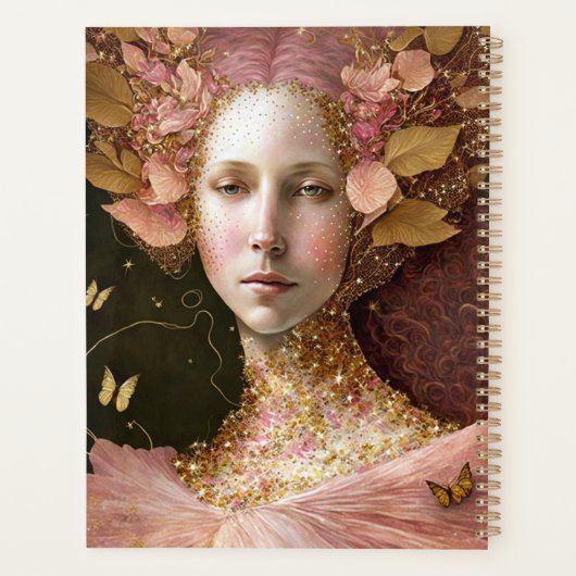 Roze Gold Fairy Fae Woman Fantasy Art Planner (Achterkant)