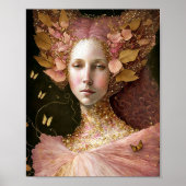 Roze Gold Fairy Fae Woman Fantasy Art Poster (Voorkant)