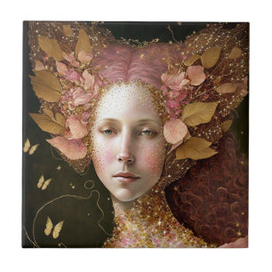 Roze Gold Fairy Fae Woman Fantasy Art Tegeltje