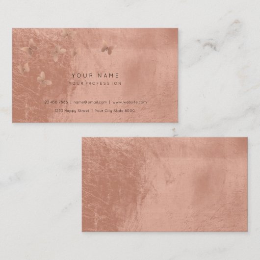 Roze Gold Faux Black Blush Cooper Vip Metallic Visitekaartje (Voorkant / Achterkant)