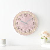 Roze Gold Faux Crystals Glitter Spark Nimber Metal Grote Klok (Huis)