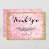 Roze Gold Faux Glitter Lights 16 Bedankkaart (Voorkant / Achterkant)