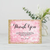 Roze Gold Faux Glitter Lights 16 Bedankkaart (Staand voorkant)