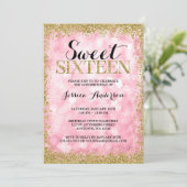 Roze Gold Faux Glitter Lights 16 oktober Kaart (Staand voorkant)